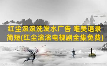 红尘滚滚洗发水广告 唯美语录简短(红尘滚滚电视剧全集免费)